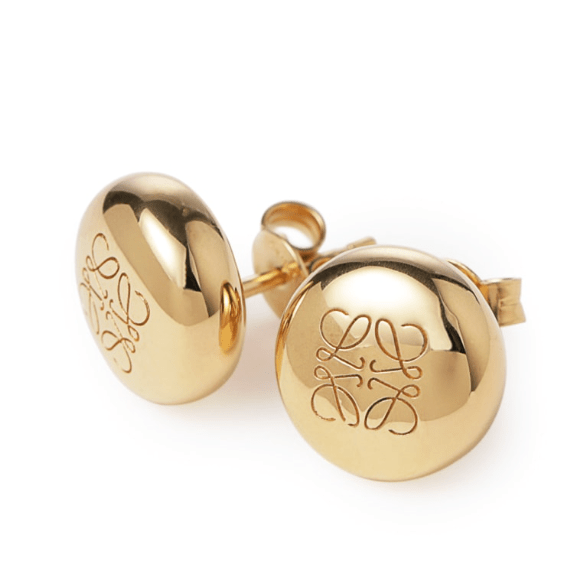 Anagram Pebble stud earrings in sterling gold