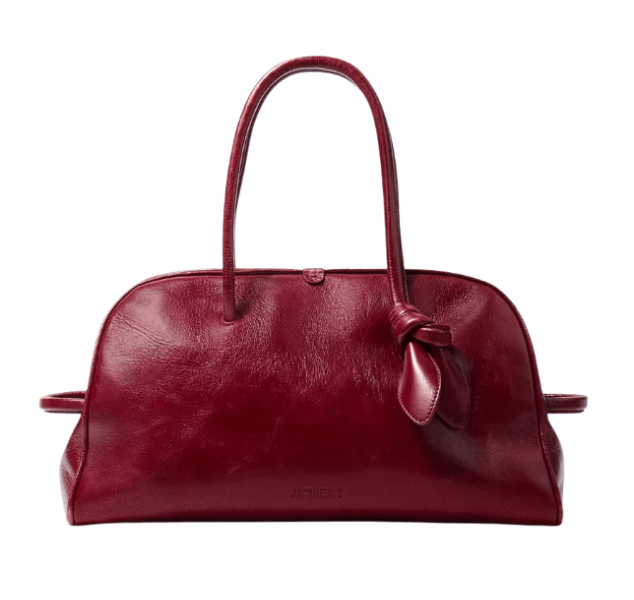 Jacquemus Burgundy Le Turismo Tote Bag in Crinkled Leather