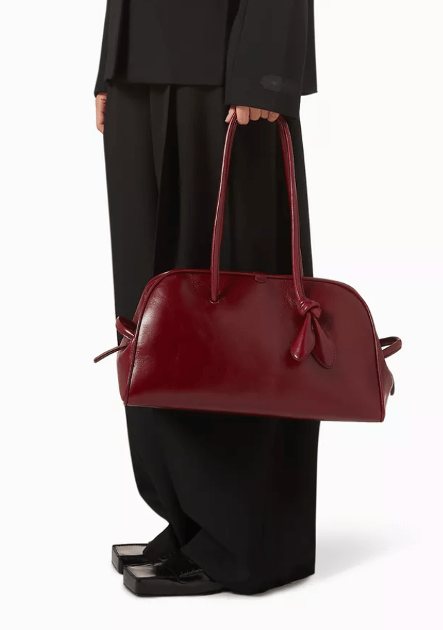 Jacquemus Burgundy Le Turismo Tote Bag in Crinkled Leather