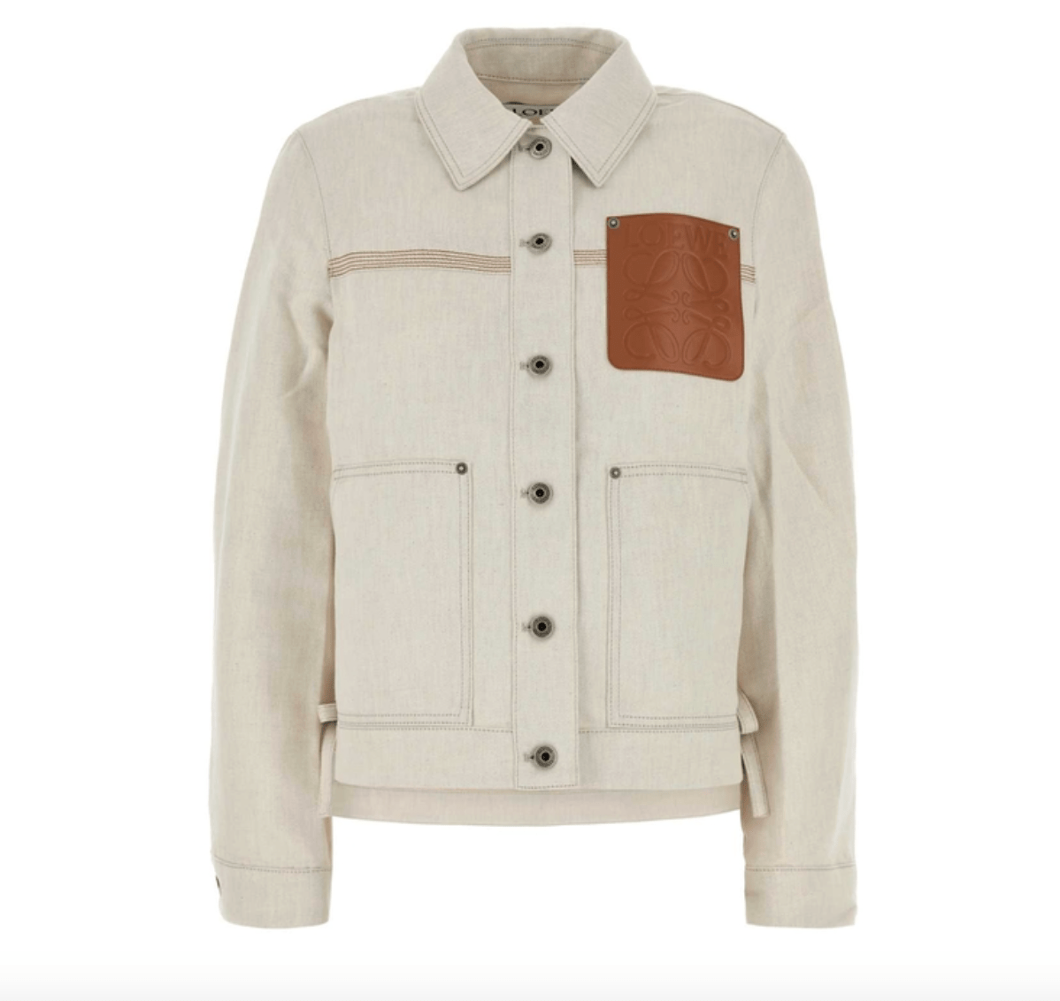 Workwear jacket in cotton and linen Beige