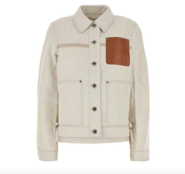 Workwear jacket in cotton and linen Beige