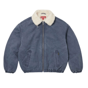 Supreme Faux Shearling Lined Bomber Jacket Navy - 25FW