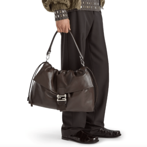 Fendi Flux Maxi Messenger Leather Brown