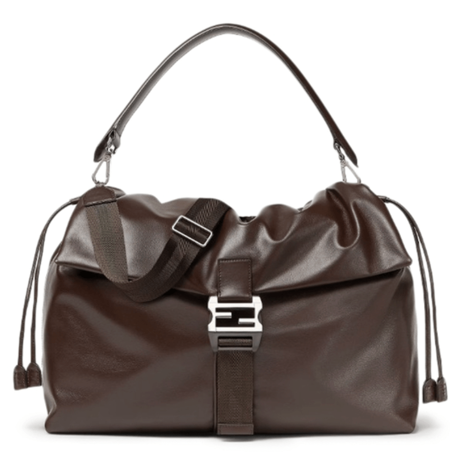 Fendi Flux Maxi Messenger Leather Brown