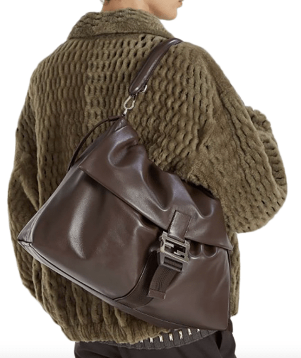 Fendi Flux Maxi Messenger Leather Brown