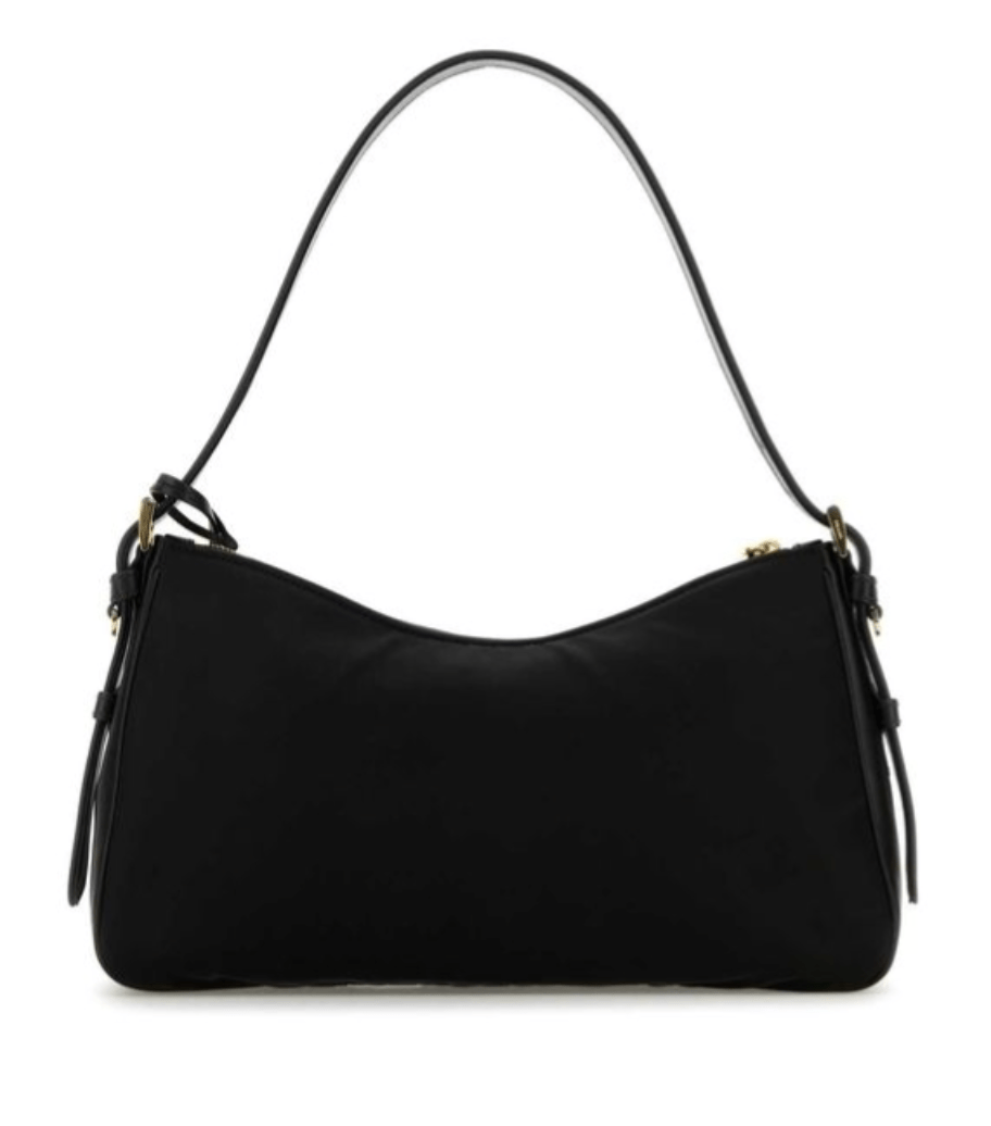 Prada Aimee Large Re-Nylon and Leather Shoulder Bag with Padlock Black