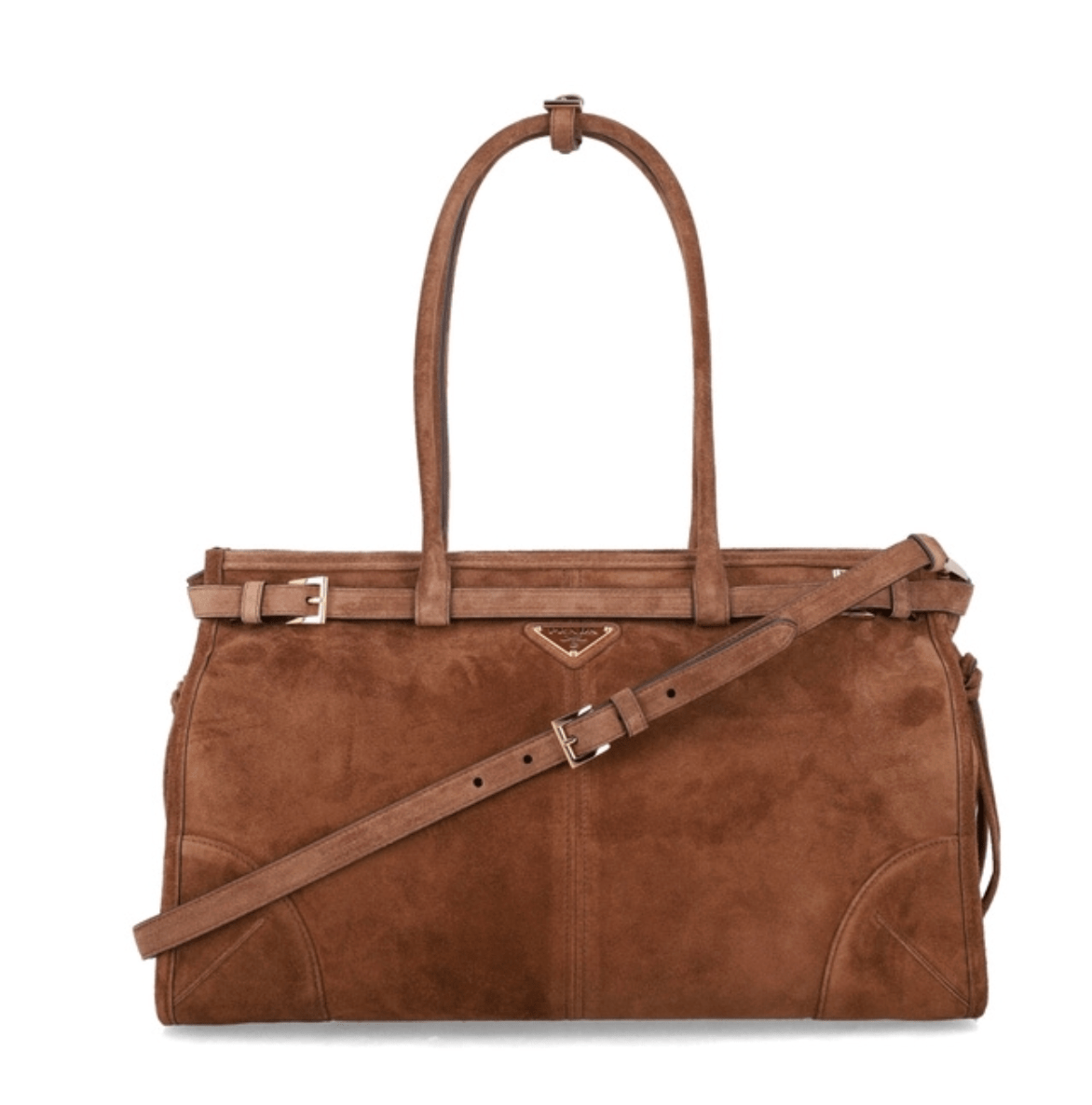 Prada Medium Bonnie buckle-fastening Suede Tote Bag 