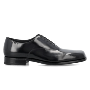 Prada Brushed Leather Oxford Shoes in Black