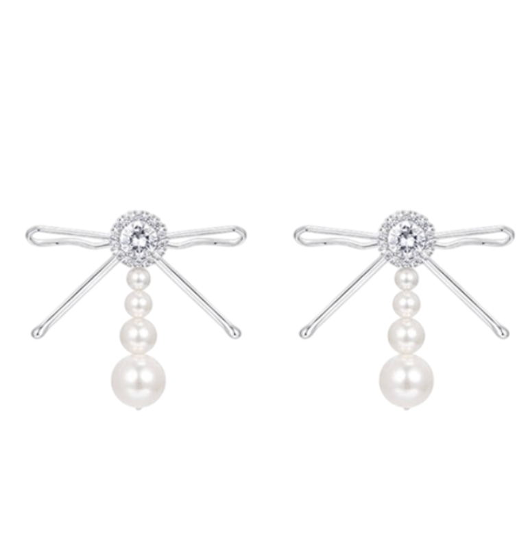  YVMIN X SHUSHUTONG Hair Clip Patchwork Bow Pearl Tassel Stud Earrings