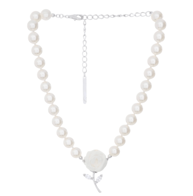 YVMIN X SHUSHUTONG Paper Ball Rose Gemstone Leaf Necklace