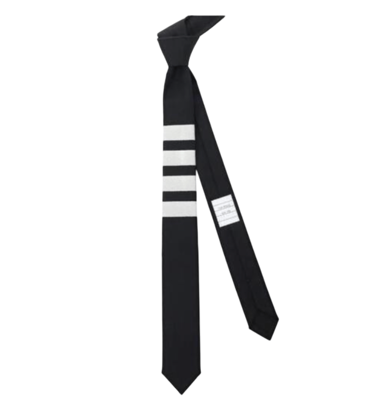 Thom Browne Plain Weave 4-Bar Tie Navy