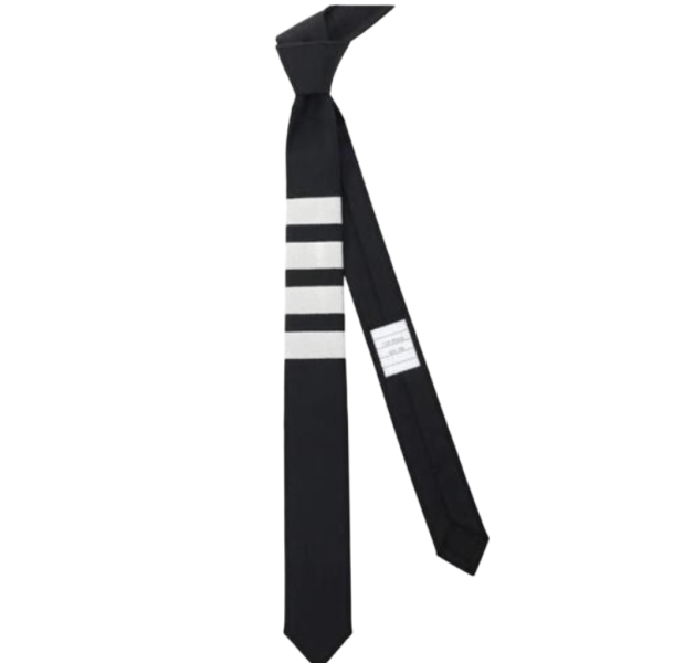 Thom Browne Plain Weave 4-Bar Tie Navy