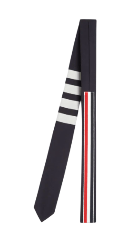 Thom Browne Plain Weave 4-Bar Tie Navy