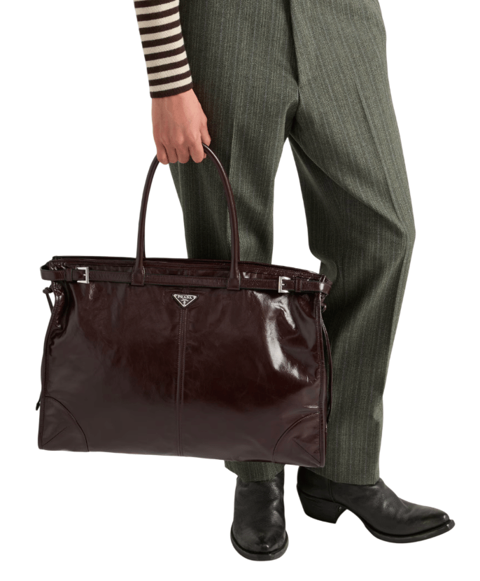 Brown Prada Bonnie Leather Tote Bag