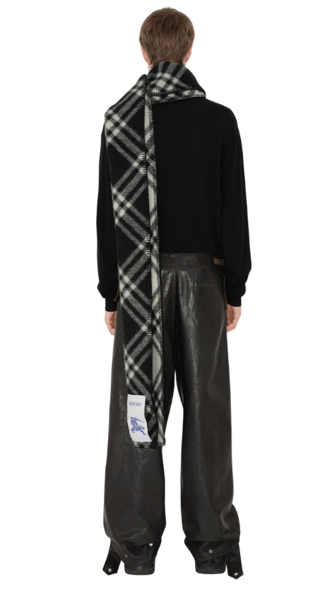 Burberry Check Wool Scarf Black