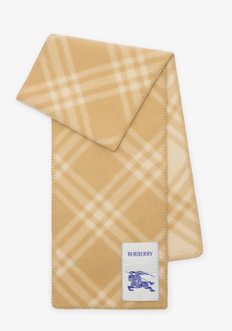 Checked wool scarf – Sand Beige