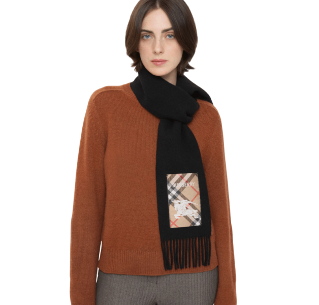 Checked label cashmere scarf 81161071