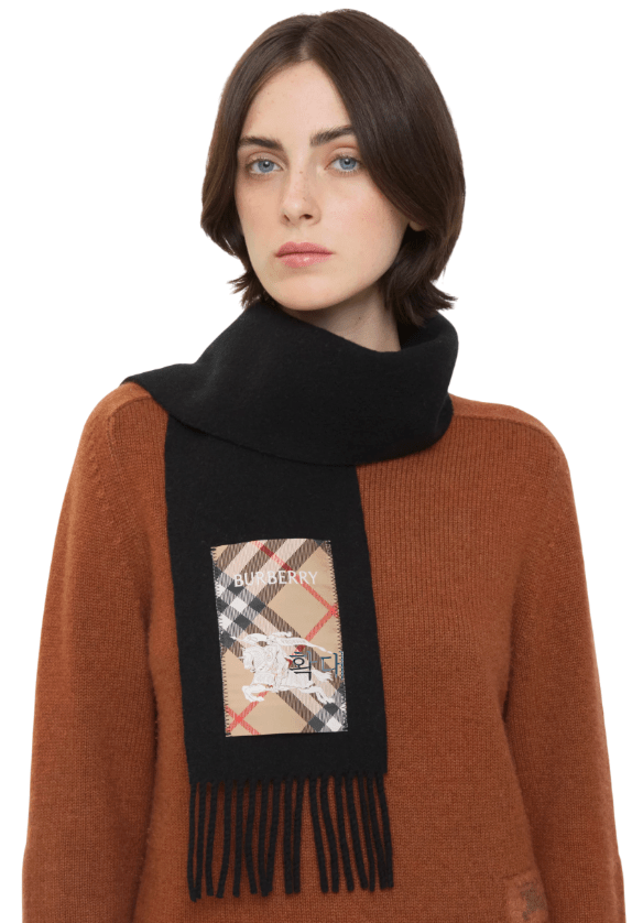 Checked label cashmere scarf 81161071