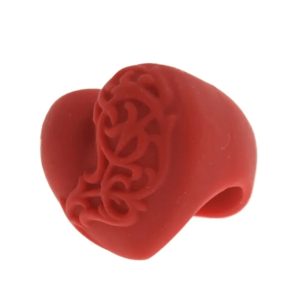 Chrome Hearts Silichrome CH Heart Ring Red 