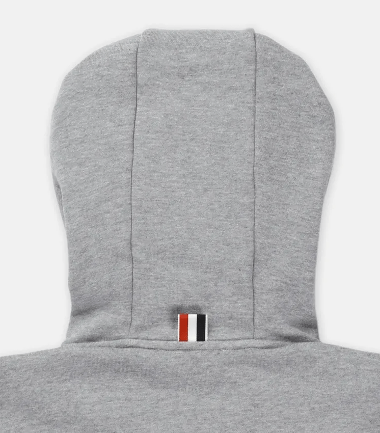 Thom Browne Classic 4-Bar Jersey Zip Up Hoodie Light Grey