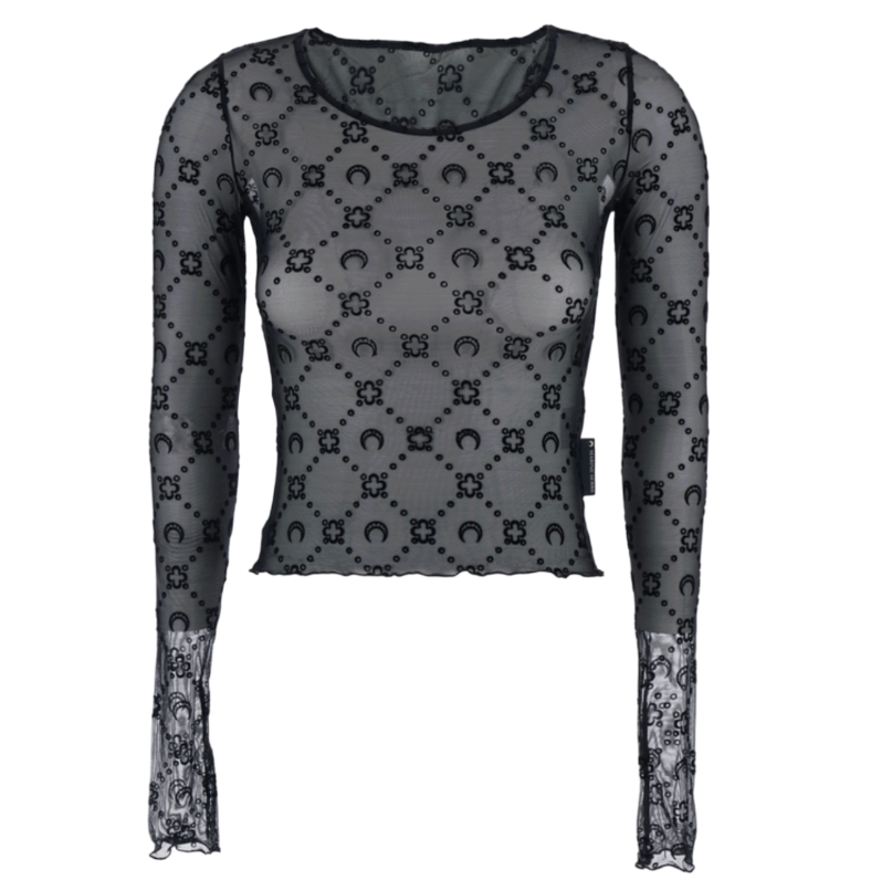 Marine Serre Black Long-Sleeve Top