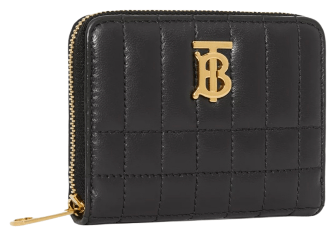 Burberry Quilted Leather Lola Zip Wallet Black Light Gold