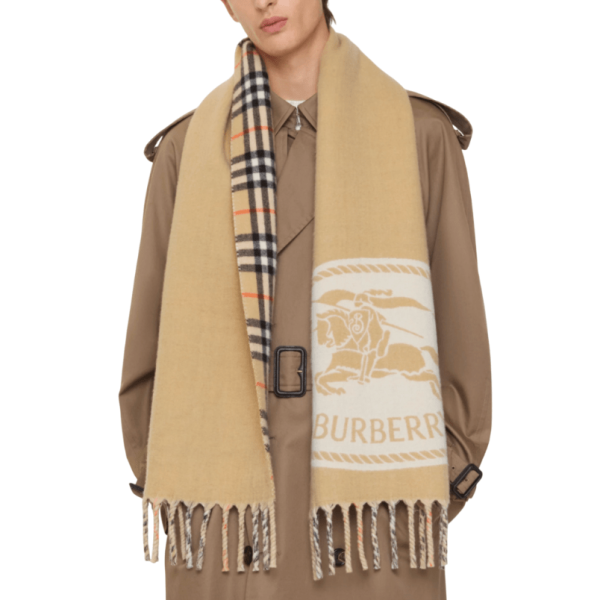  Burberry Reversible Knight Stamp Scarf Beige