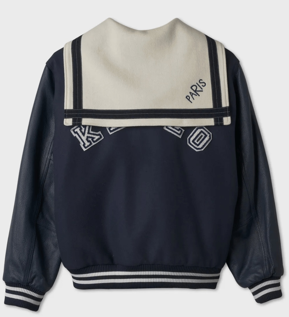 Kenzo Sailor Varsity Wool Leather Jacket Midnight Blue