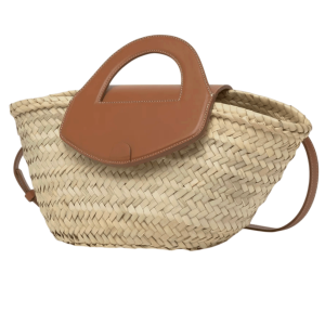 Hereu Alqueria Leather-Trimmed Straw Tote Bag Beige Tan