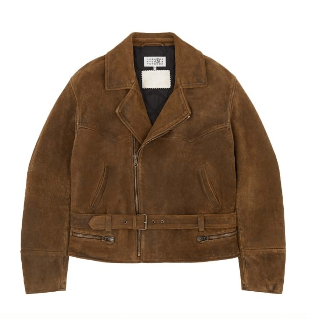 Calf Leather Suede Biker Jacket 