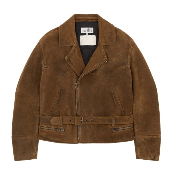 Calf Leather Suede Biker Jacket 