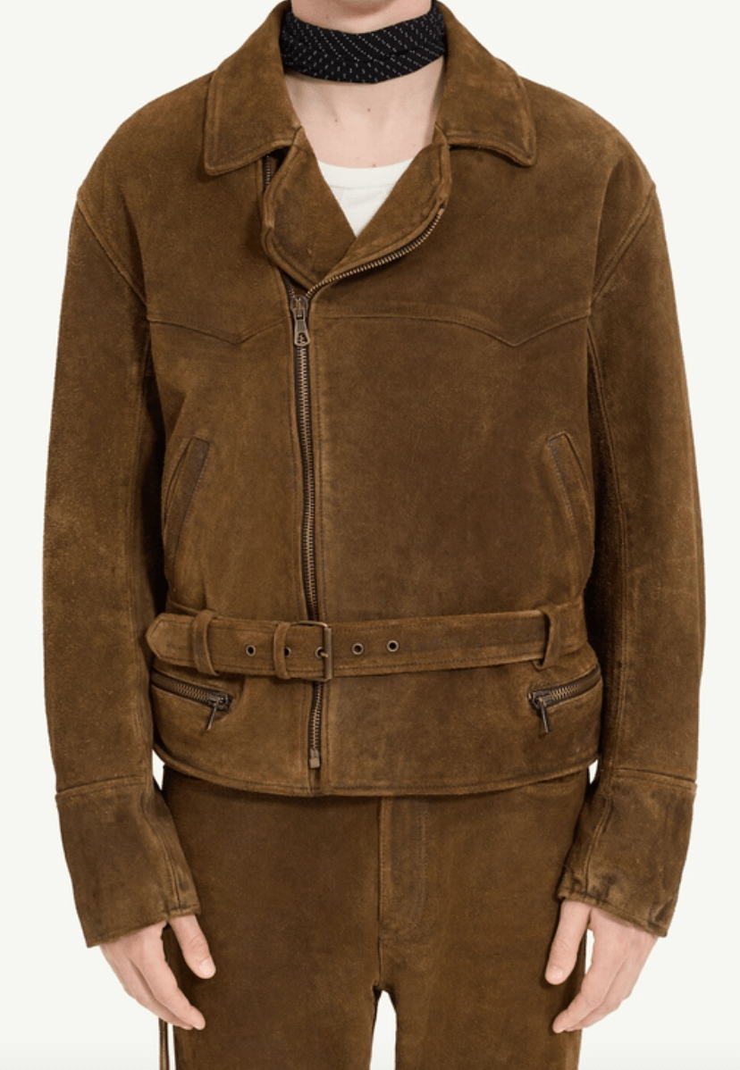Calf Leather Suede Biker Jacket 