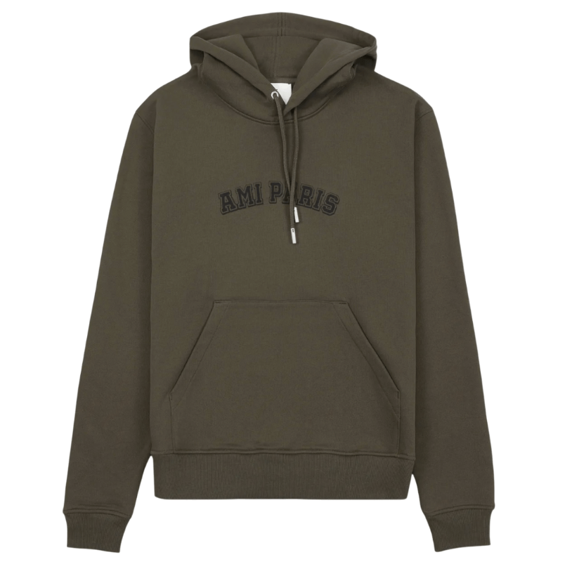 AMI PARIS Logo Hoodie - Dark Coffee 