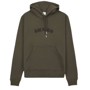 AMI PARIS Logo Hoodie - Dark Coffee 