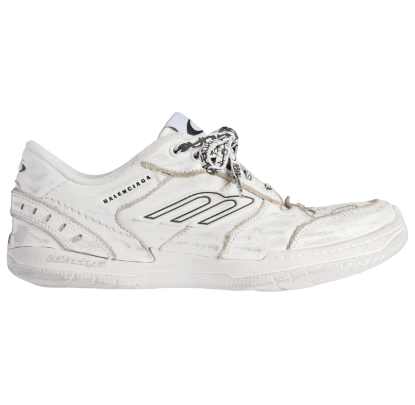 (W) Balenciaga Hamptons Medium Worn Out Sneaker In White