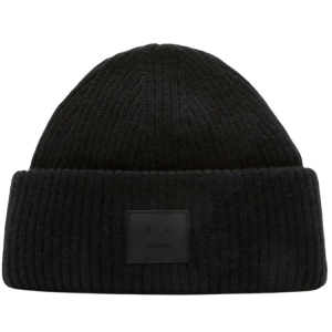 Acne Studios Ribbed face logo beanie Black