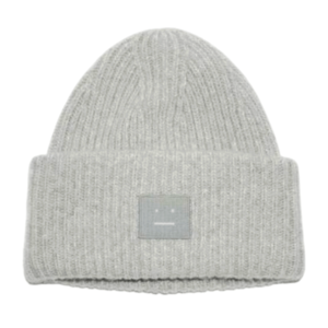 Acne Studios Large Face Logo Beanie Light Grey Melange