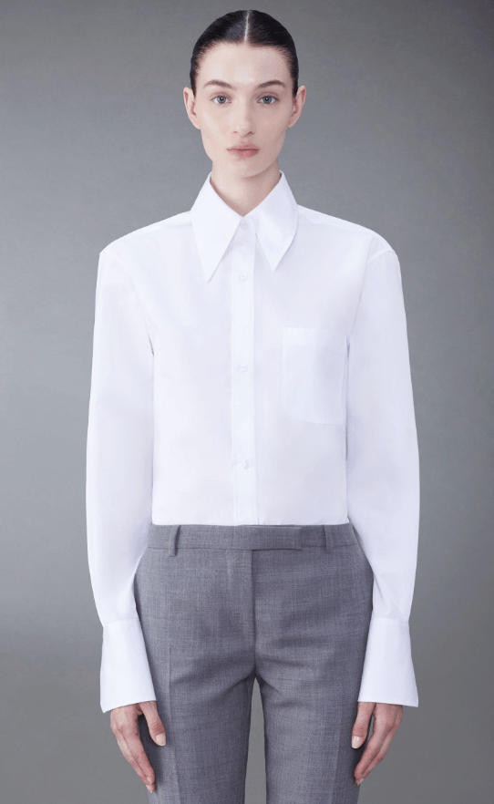 (W) Thom Browne Poplin Oversized Shirt White