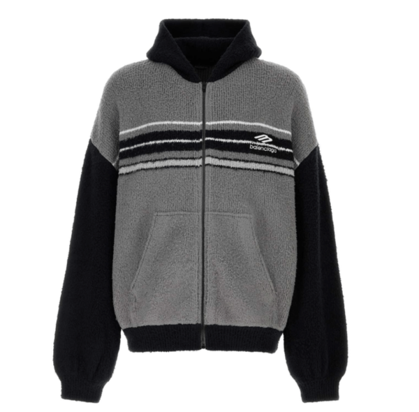 Balenciaga Logo Embroidered Zip-Up Knit Jacket