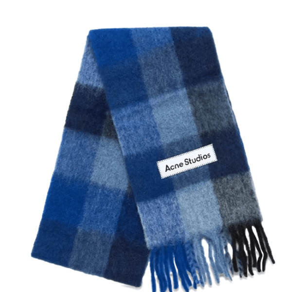 Acne Studios - Mohair checked scarf - Dark Navy/Black/Blue