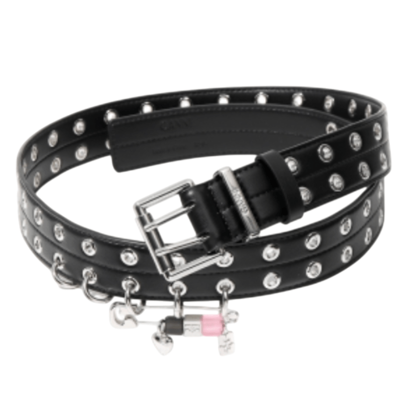 GANNI Black Double Eyelet Belt 