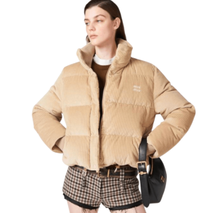 (W) Miu Miu Velvet Down Jacket Sand Beige