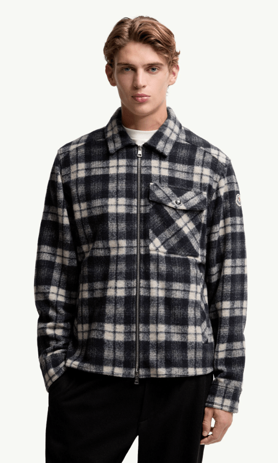 Moncler Long Sleeve Tartan Shirt White Blue - 25FW