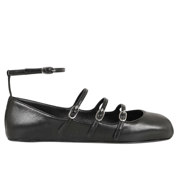 (W) Alexander McQueen Strap Ballet Flat Black