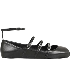 (W) Alexander McQueen Strap Ballet Flat Black