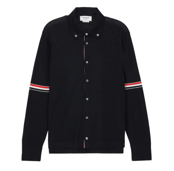 Jersey Button Down Point Collar Merino Wool Shirt