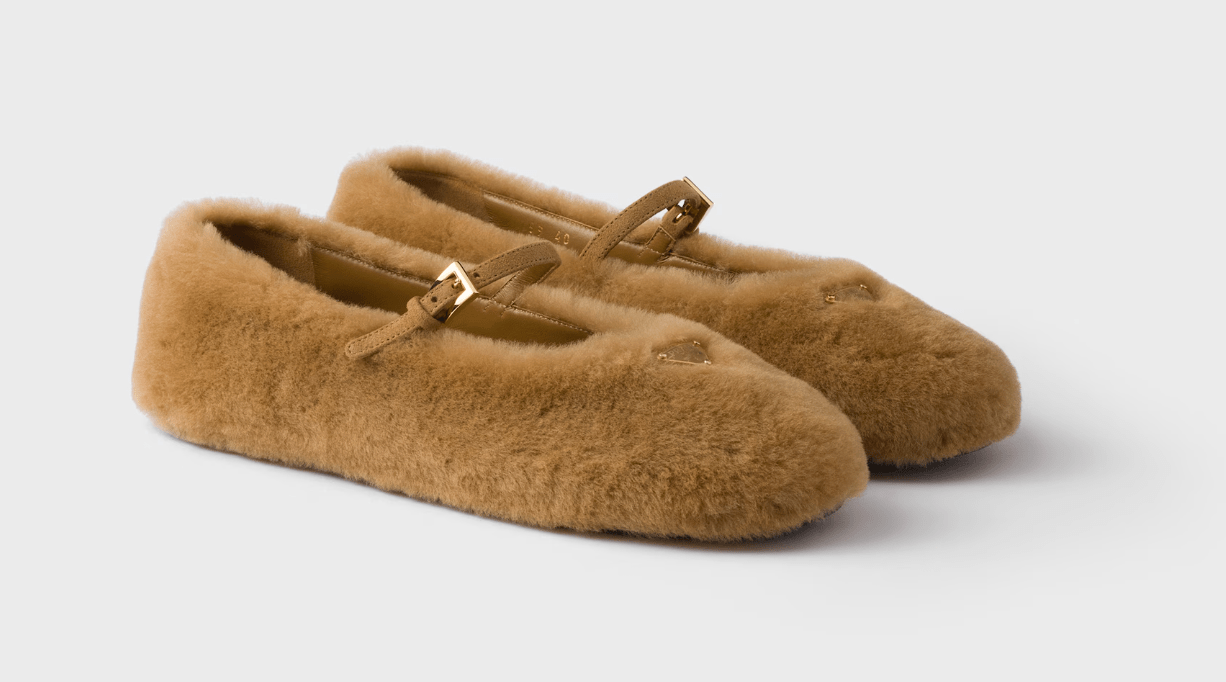 Caramel Shearling Ballerinas