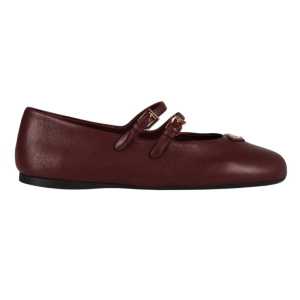 Prada double-buckle leather ballet flats