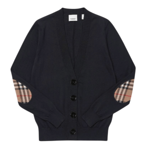 Burberry Dornoch Check Patch Wool Cardigan Black