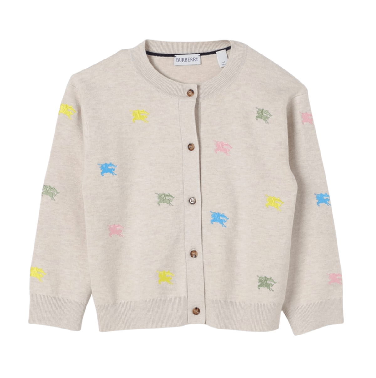 (Kids) Burberry EKD Embroidered Cardigan Wheat